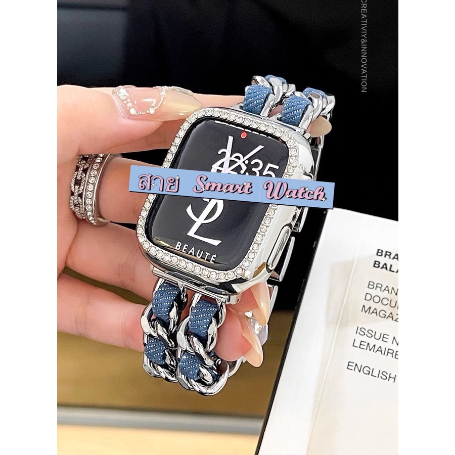 มาใหม่ สายนาฬิกาข้อมือแบบโซ่ สไตล์ชาแนล สําหรับ Smart Watch 9 8 7 6 5 4 3 2 1 Se Ultra และรุ่น HK9Pro Ultra8Pro IW9mini