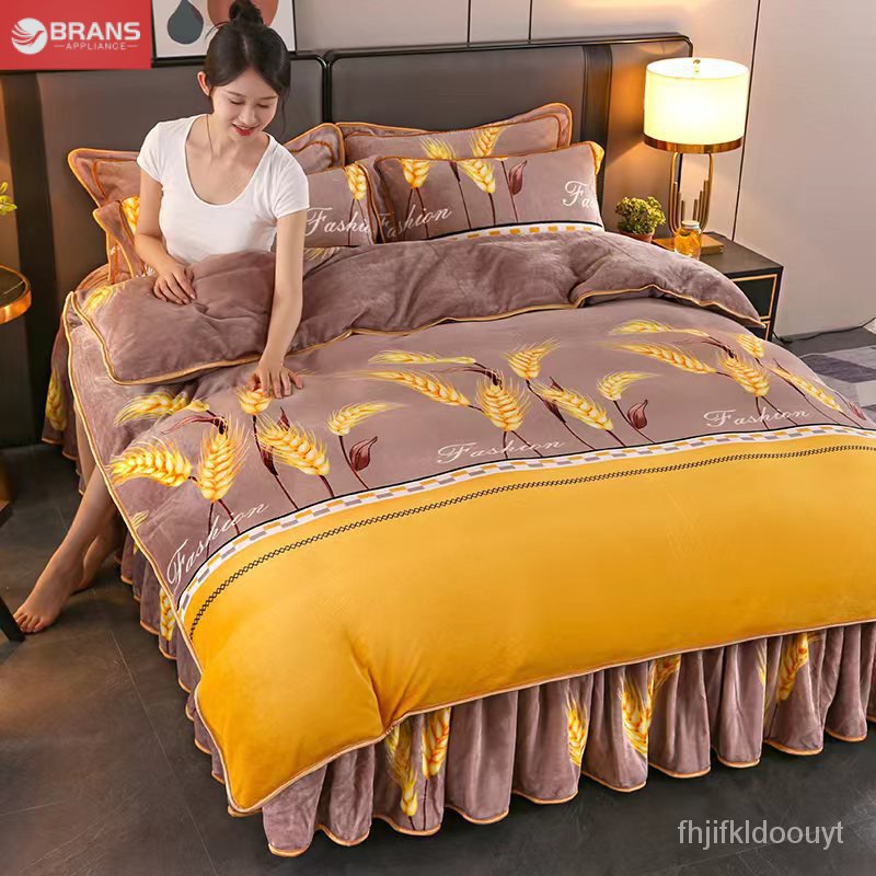 2023รุ่นใหม่230ชุดพิมพ์ผ้ากำมะหยี่สี่ชิ้น-รุ่นร้อน8ครึ่งปอนด์ FD5Q