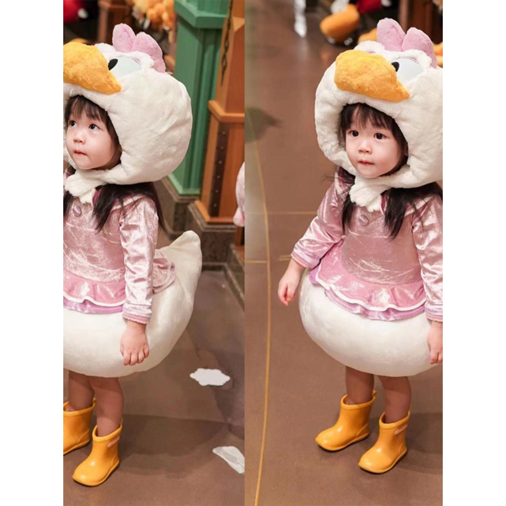 ชุดคอสเพลย์ การ์ตูนเป็ดโดนัลด์ สีชมพู เหมาะกับฤดูใบไม้ร่วง และฤดูหนาว สําหรับเด็กผู้หญิง