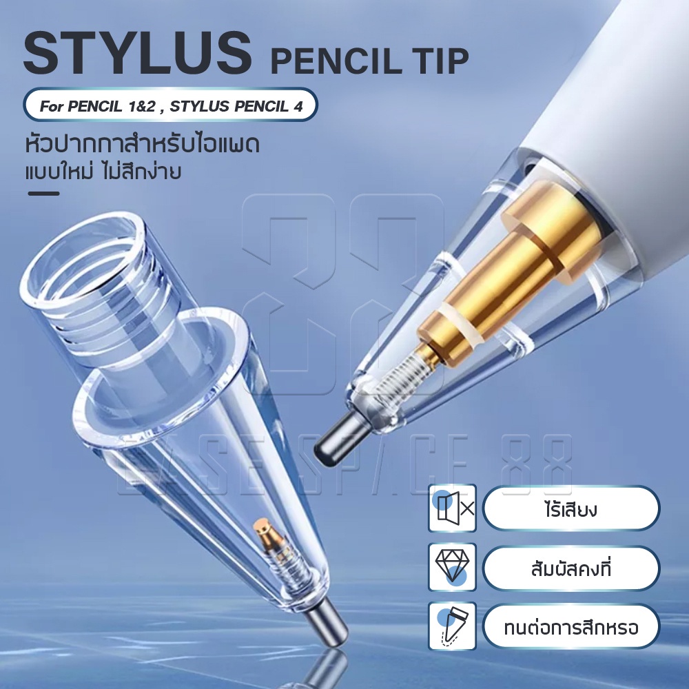 (1ชิ้น) CUFF หัวปากกา Stylus Pencil Tip สำหรับ Pencil 1,2 แบบโปร่งใส หัวปากกา จุกปากกา แบบแหลม ปากกาสำหรับไอแพด