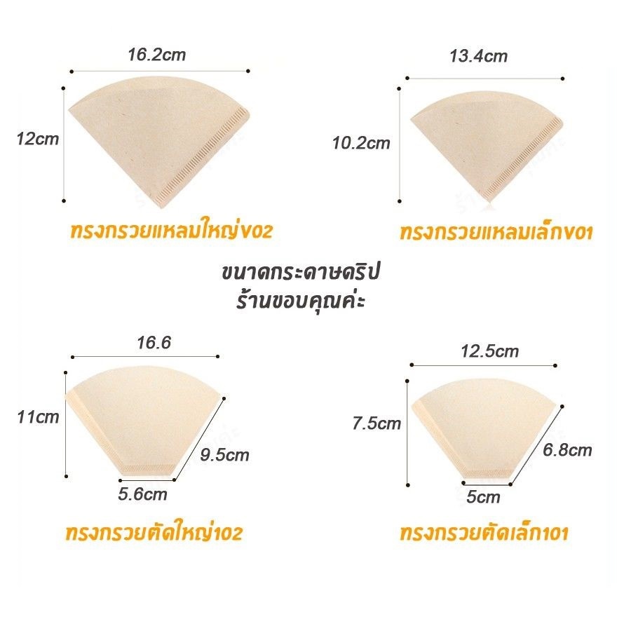[St.Coco Cafe]กระดาษกรองกาแฟดริป(100 แผ่น) ทรง V/U แบบหนา Drip Coffee Paper Filter V/U Shape - รูปที่ 2