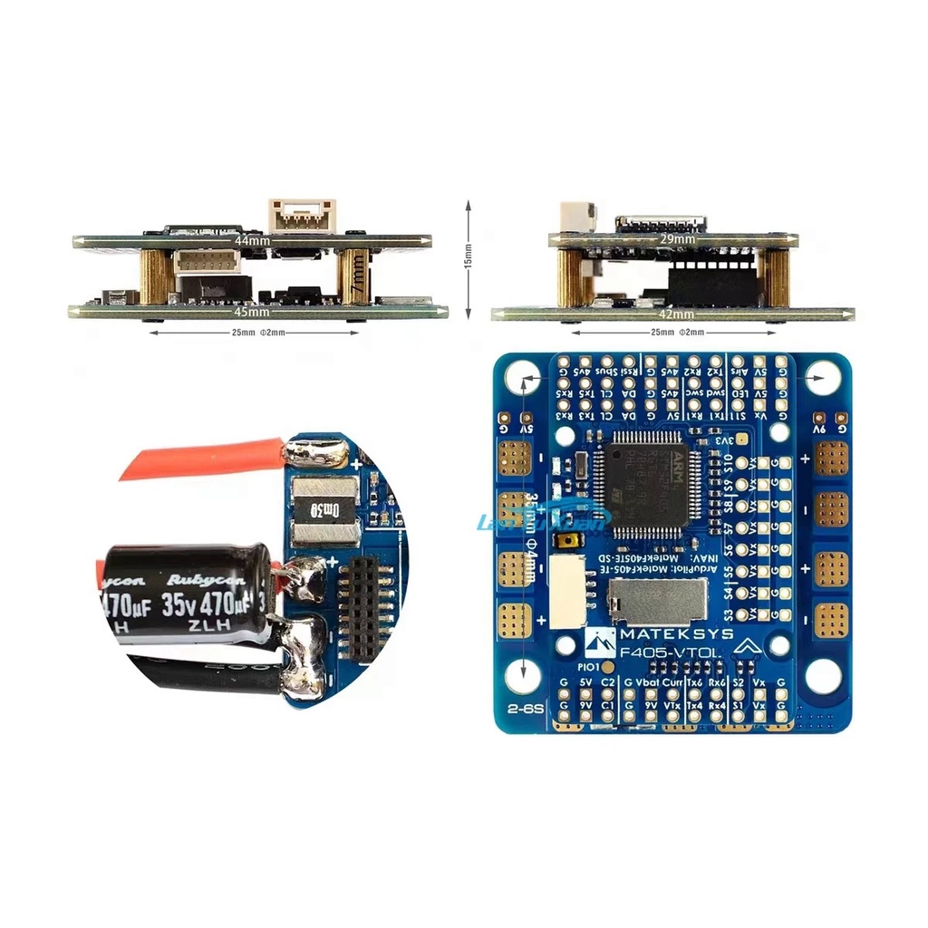 Matek MATEKSYS F405 STM32F405RET6ควบคุมการบิน Built-In OSD SD สล็อต DPS310สำหรับ RC จมูก F405-CTR รุ