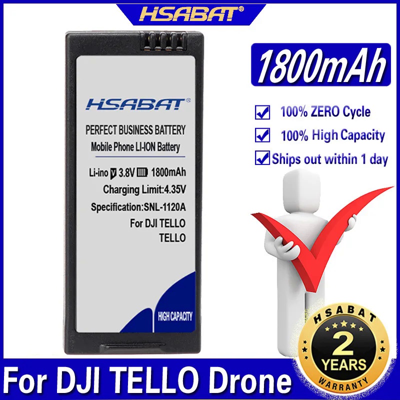 แบตเตอรี่ HSABAT 1800MAh สำหรับ DJI Tello Drone Flight แบตเตอรี่อุปกรณ์เสริมแบตเตอรี่