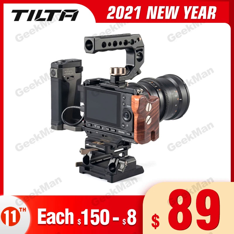 Tilta กรงกล้องสำหรับ Sigma FP Rig กล้อง DSLR ที่มีด้ามจับด้านบนขยายรองเท้าเย็น FP กรงโลหะสำหรับไมโคร