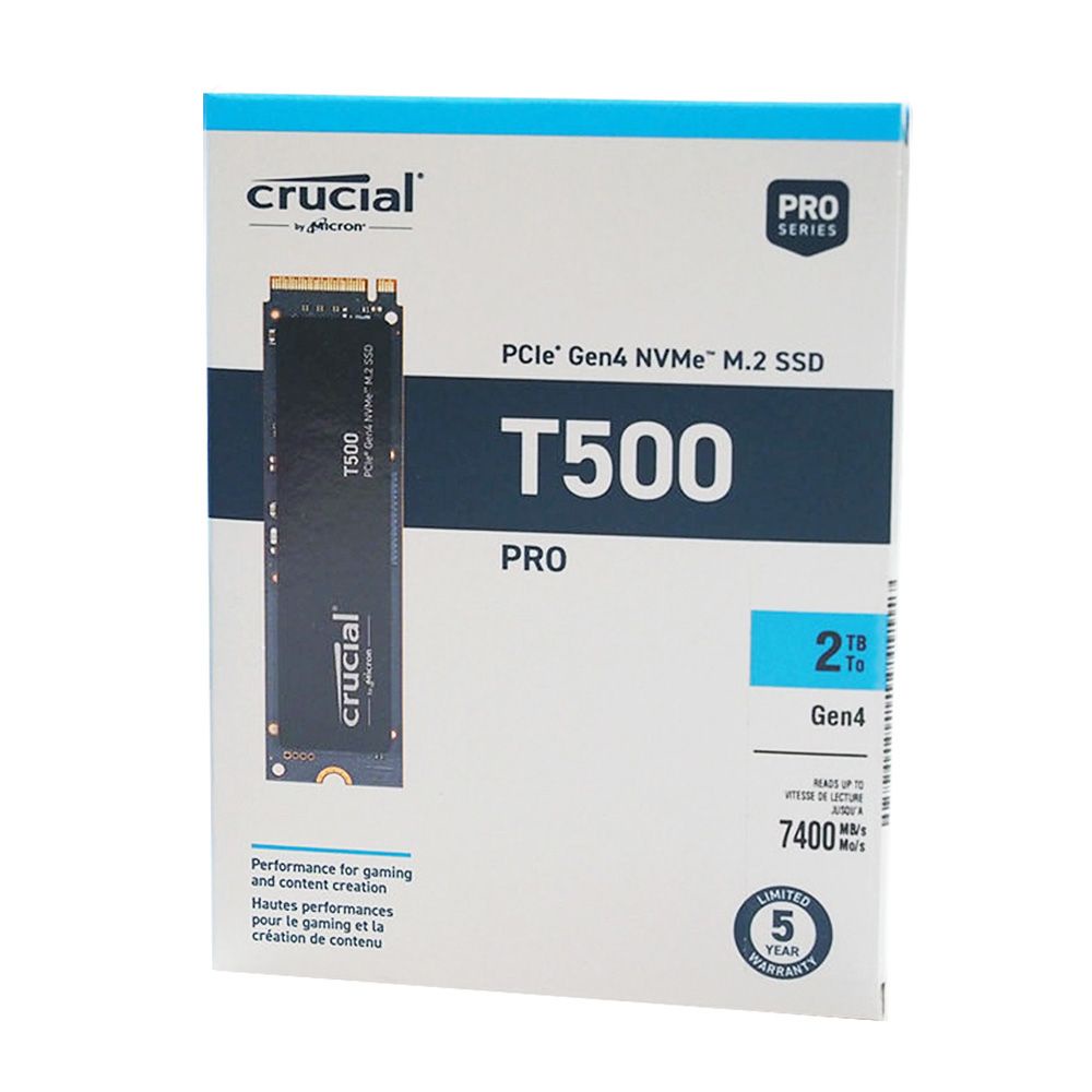 Crucial T500 2TB PCIe Gen4 NVMe M.2 2280 Internal Gaming SSD (R:7400MB/s), CT2000T500SSD8