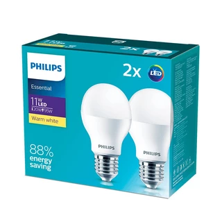 Philips หลอดไฟ LED Essential Bulb 11 วัตต์ ขั้ว E27 (แพ็กคู่)