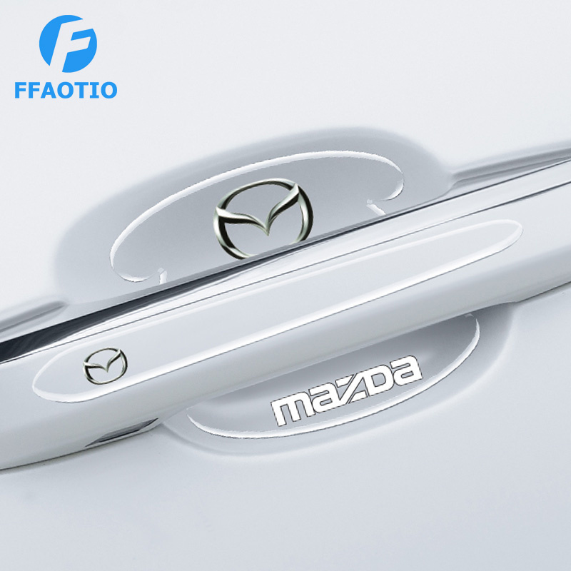 FFAOTIO โปร่งใส ฟิล์มกันรอยมือจับประตูรถยนต์ แถบป้องกันการชน สำหรับ Mazda 2 CX3 3 CX8 CX5