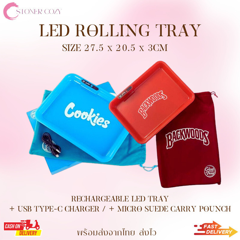 สินค้าพร้อมส่ง ถาดโรล LED Blue CK / Red BW ขนาด 27.5x20.5x3cm ถาดยำ อเนกประสงค์ สําหรับใส่สมุนไพร ดอกไม้