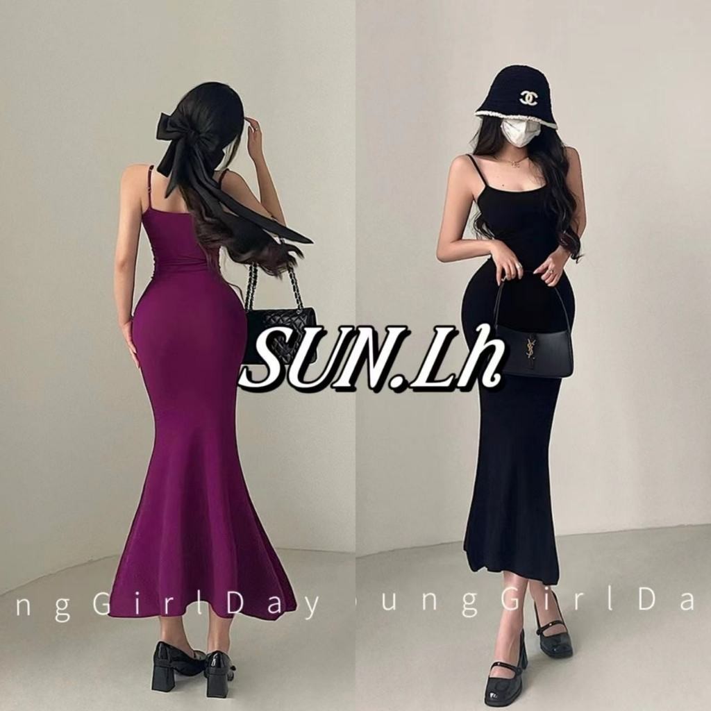 SUN🛍️🛒 กระโปรงทรงหางปลาเซ็กซี่เข้ารูปพอดีตัว ชุดเดรสยาว