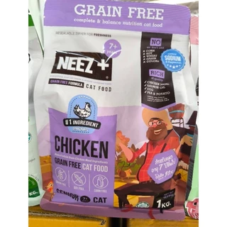 Neez+ นีซพลัส Neez plus อาหารแมว เกรนฟรี ไม่เค็ม บำรุงขน ขนาด 1 โล