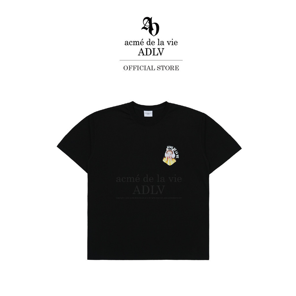 ADLV เสื้อยืด Oversize Mini Baby Face Cat Earplug Short Sleeve T-Shirt Black Black (50021OMNSSUF3BKXX)