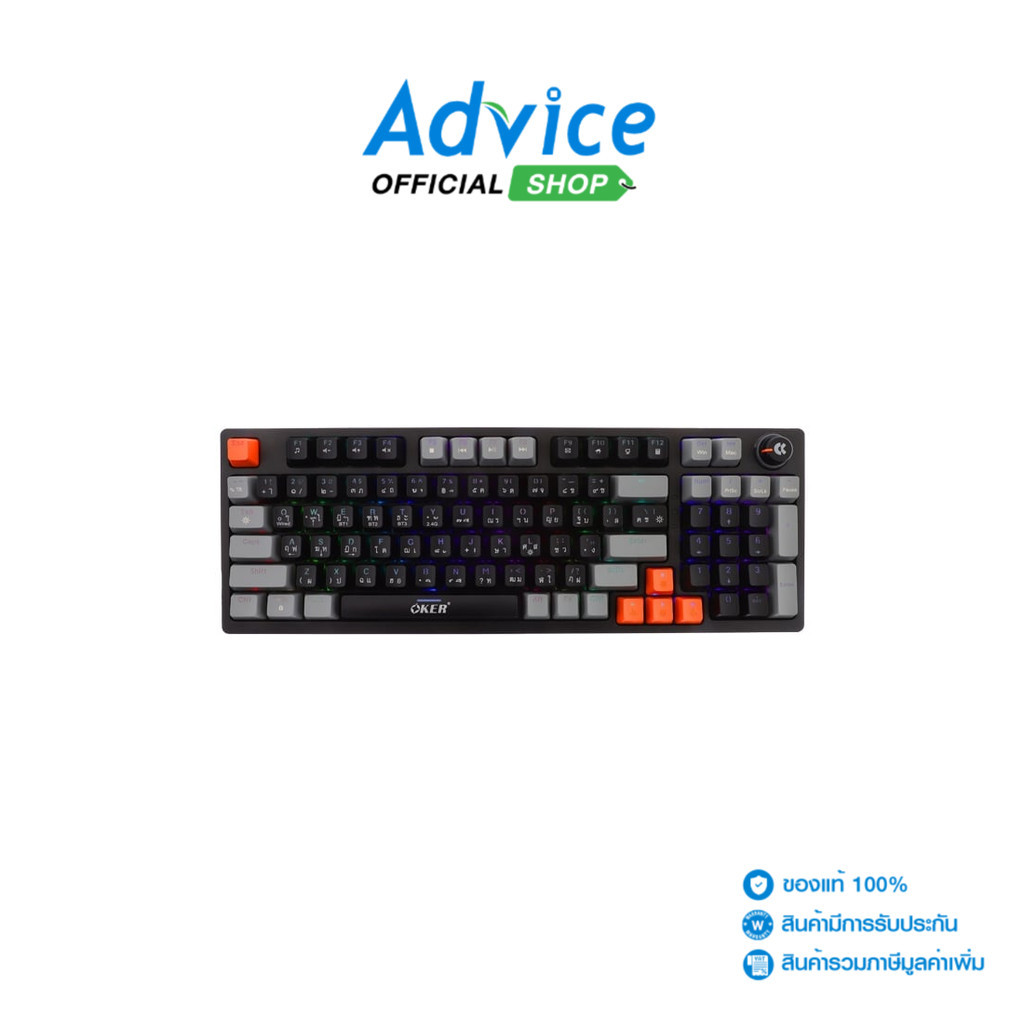 OKER WIRELESS KEYBOARD (คีย์บอร์ด) K500 BLACK - BLUE SWITCH - A0155927