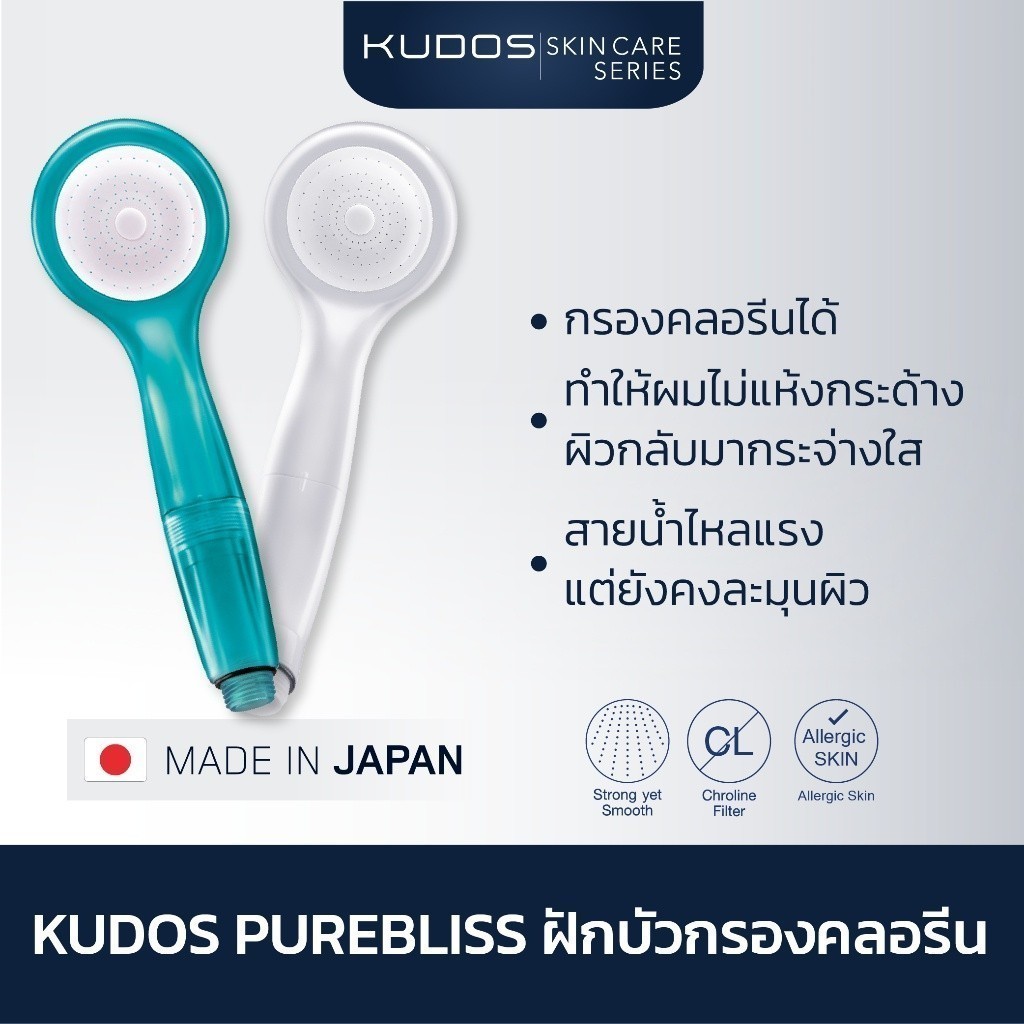 [พร้อมส่ง] KUDOS Purebliss ฝักบัวอาบน้ำ ฝักบัวกรองคลอรีน ฝักบัวน้ำไหลแรง มี 2 สีให้เลือก
