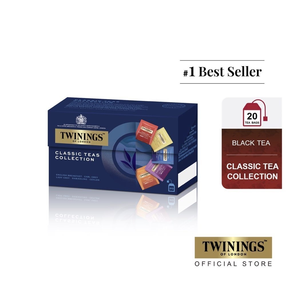 ทไวนิงส์ คลาสสิก ที คอลเลคชั่น ชนิดซอง 2 กรัม แพ็ค 20 ซอง Twinings Classic Tea Collection 2 g. Pack 20 Tea Bags ชา ชาเขียว