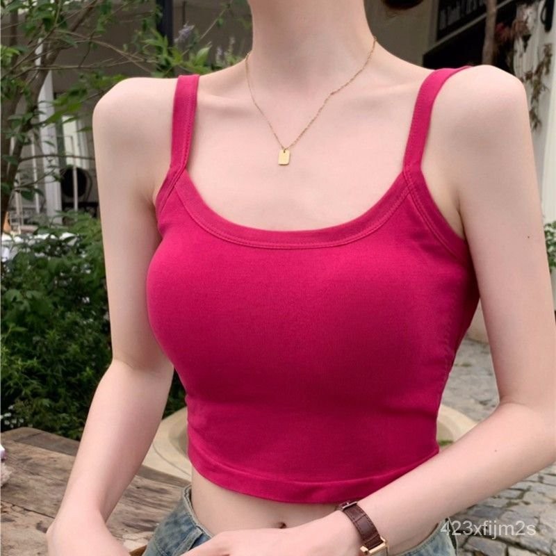 สไตล์หวานและเผ็ดแก้วมังกรริบบิ้นแผ่นรองหน้าอกเสื้อชั้นในสายเดี่ยวสำหรับผู้หญิงเสื้อเกาะอกเปิดหลังแบบสั้นสำหรับใส่ข้างนอก