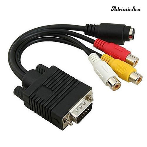 [COD] อะแดปเตอร์แปลงสายเคเบิ้ล VGA to S-Video 3 RCA Composite AV TV Out สําหรับ PC Laptop
