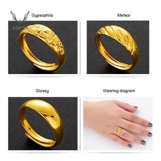 แหวนผู้ชาย 24K และผู้หญิงทองคำ การรักษาแหวนเปิด แหวนเปิด ชุบทองคลาสสิค Xinyia1