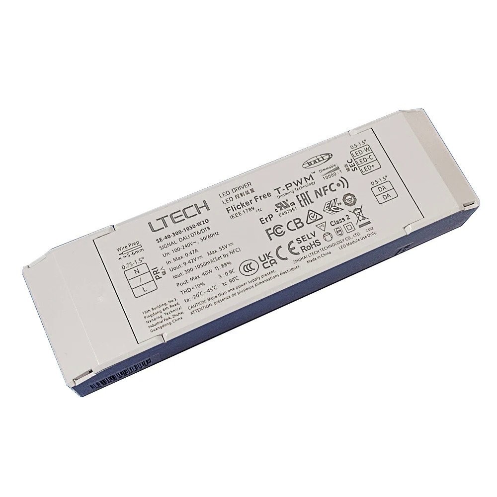 LTECH DALI CC Dimming Driver,100-240V อินพุต30W 200mA-800mA 40W เอาต์พุต300mA-1050mA NFC DT6/DT8แหล่