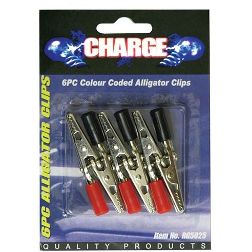 คลิปคีบปากจระเข้ ดำ-แดง 5AMP ALLIGATOR CLIPS - 6 PC RED & BLK - 5AMP RG5025 PR
