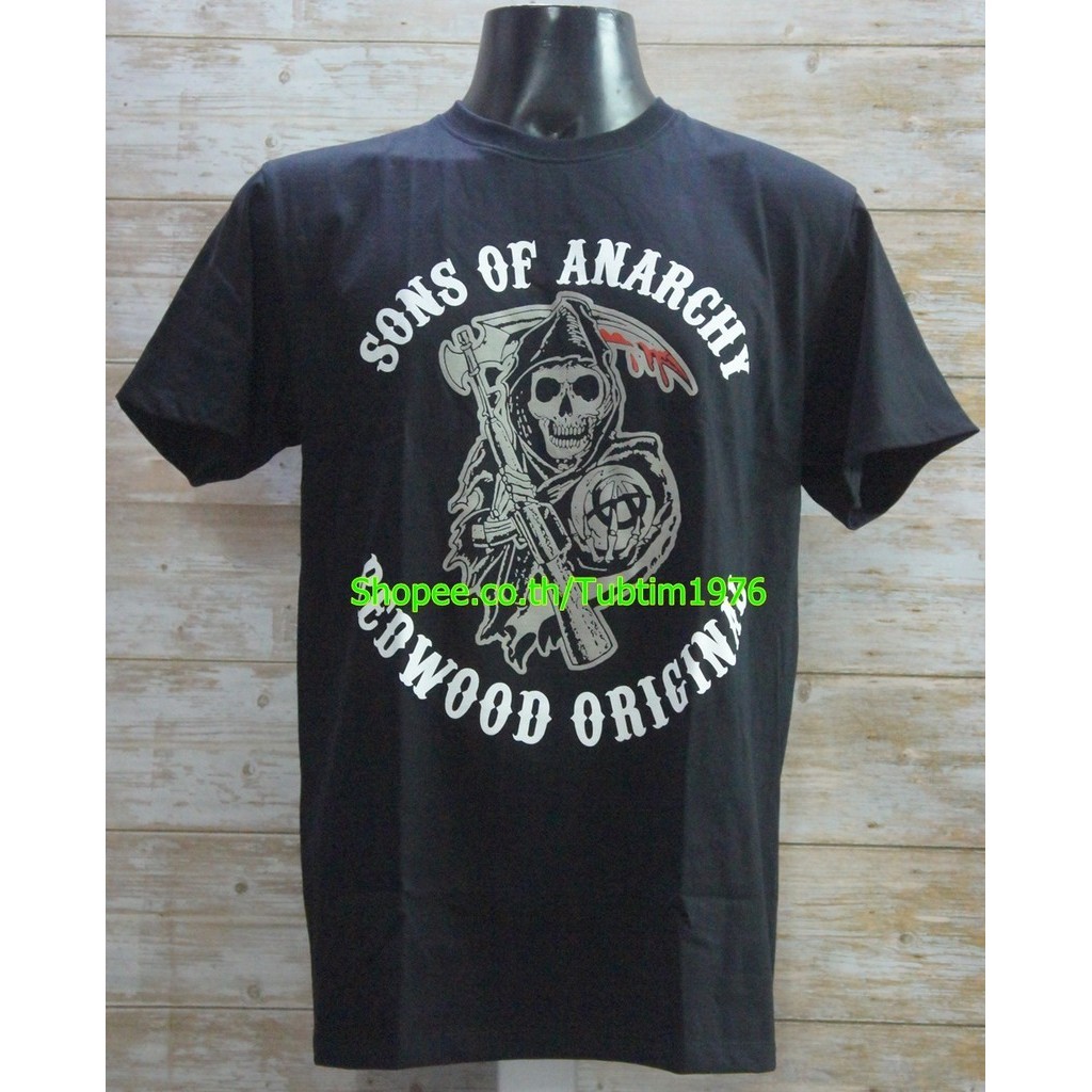 เสื้อยืด Dennis Rodman ลาย Sons of Anarchy เสื้อ Sons of Anarchy กะโหลก Grim Re สีดำ TDO7129