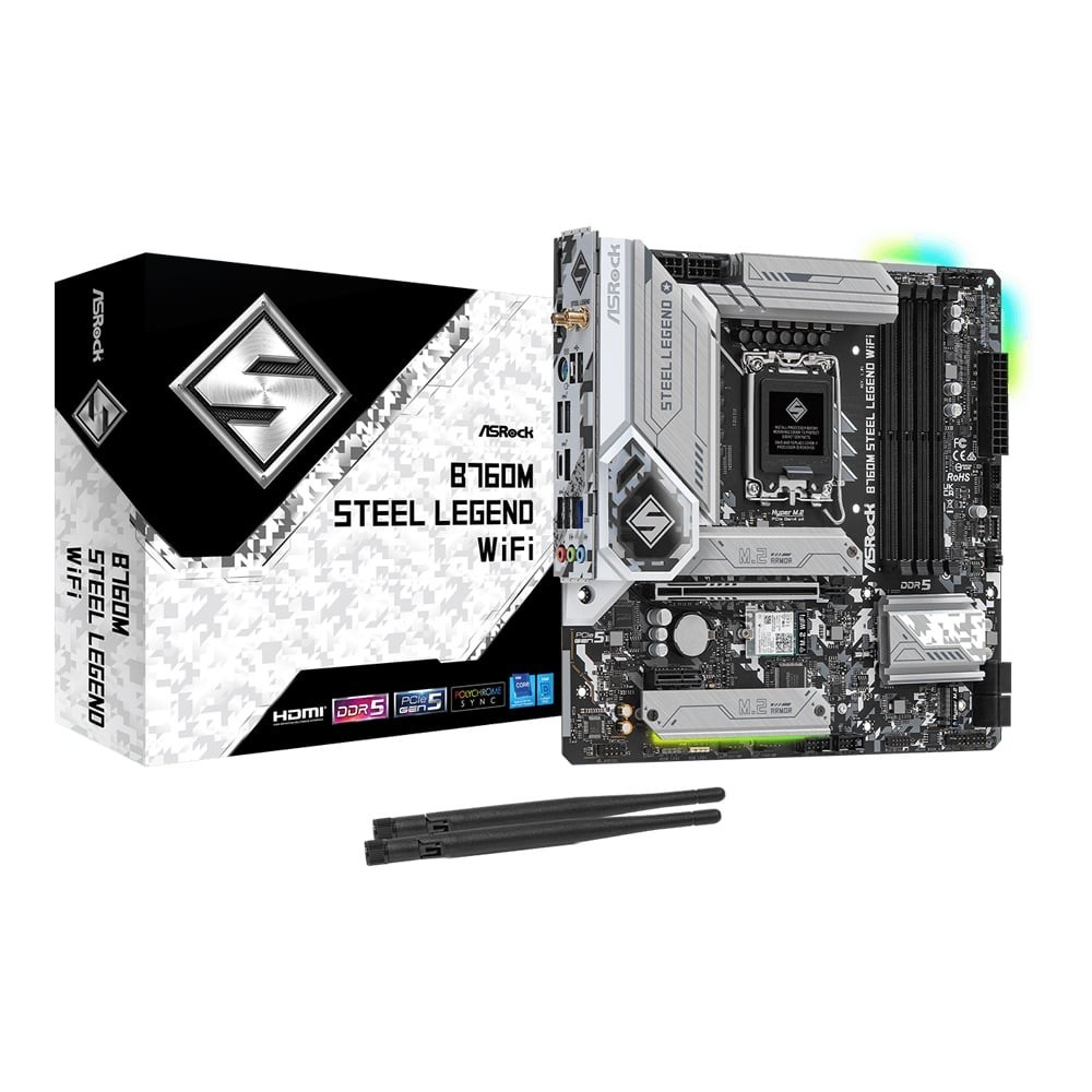 MAINBOARD ASROCK B760M STEEL LEGEND WIFI (DDR5) (SOCKET LGA 1700) (MICRO-ATX)