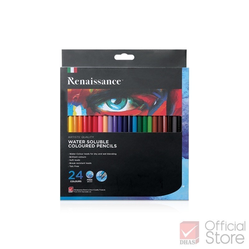 Renaissance สีไม้ สีไม้ระบายน้ำ 24 สี จำนวน 1 กล่อง