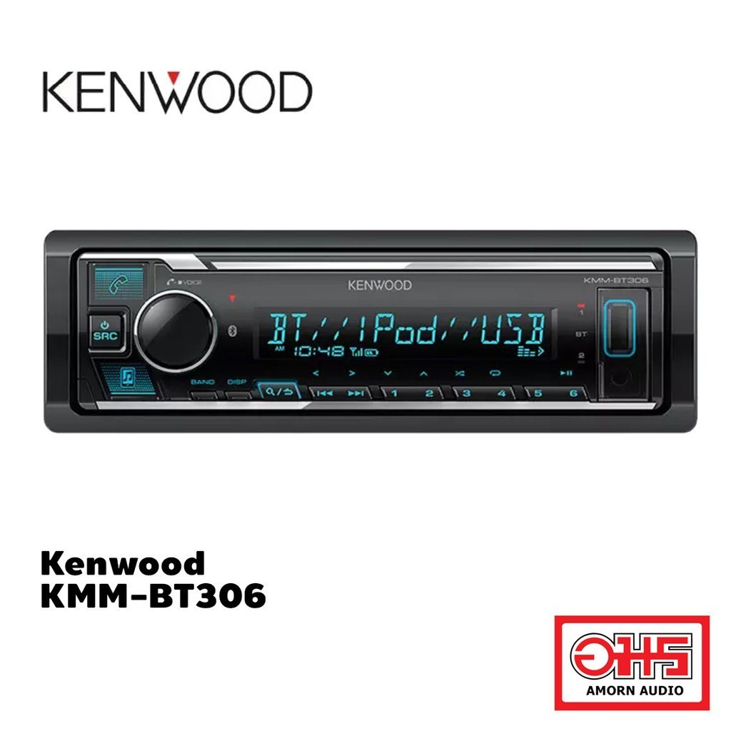 Kenwood KMM-BT306 เครื่องเสียงติดรถยนต์ 1 DIN บลูทูธ usb ไม่เล่นแผ่น ไม่มีแถมรีโมทวิทยุ ไม่มี