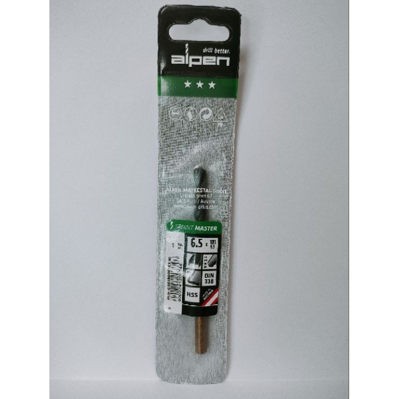 ดอกสว่านเจาะเหล็ก/Alpen/HSS Sprint Master/ขนาด6.5mm.