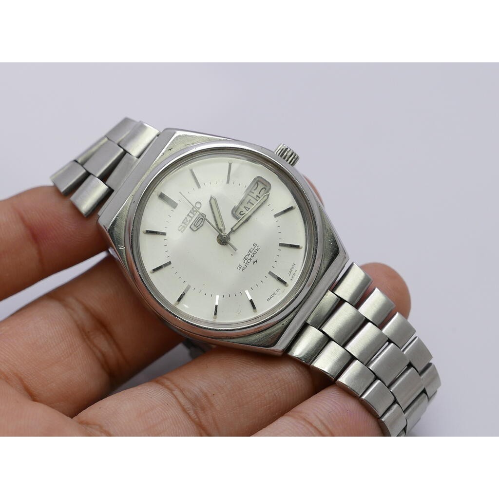 นาฬิกา Vintage มือสองญี่ปุ่น Seiko5 ระบบ Automatic 6309 8230 ผู้ชาย หน้าเทา 38มม เสียต้องล้างเครื่อง ขายตามสภาพ