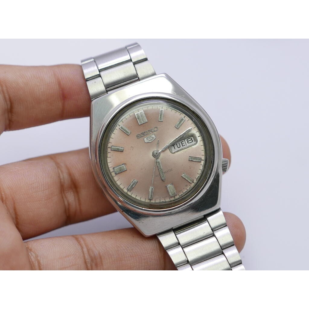 นาฬิกา Vintage มือสองญี่ปุ่น Seiko5 ระบบ Automatic 6309 8830 ผู้ชาย หน้าเทา 37มม เสียต้องล้างเครื่อง ขายตามสภาพ