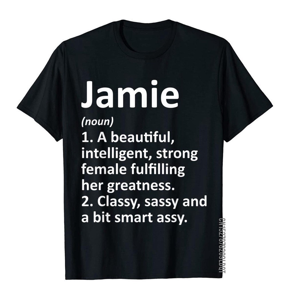 เสื้อยืดน่ารักๆ JAMIE นิยามชื่อส่วนบุคคลตลกคริสมาสต์ของขวัญเสื้อยืดบุรุษคลาสสิกที่กําหนดเองท็อปส์ซู Tees ผ้าฝ้ายเสื้อยืด