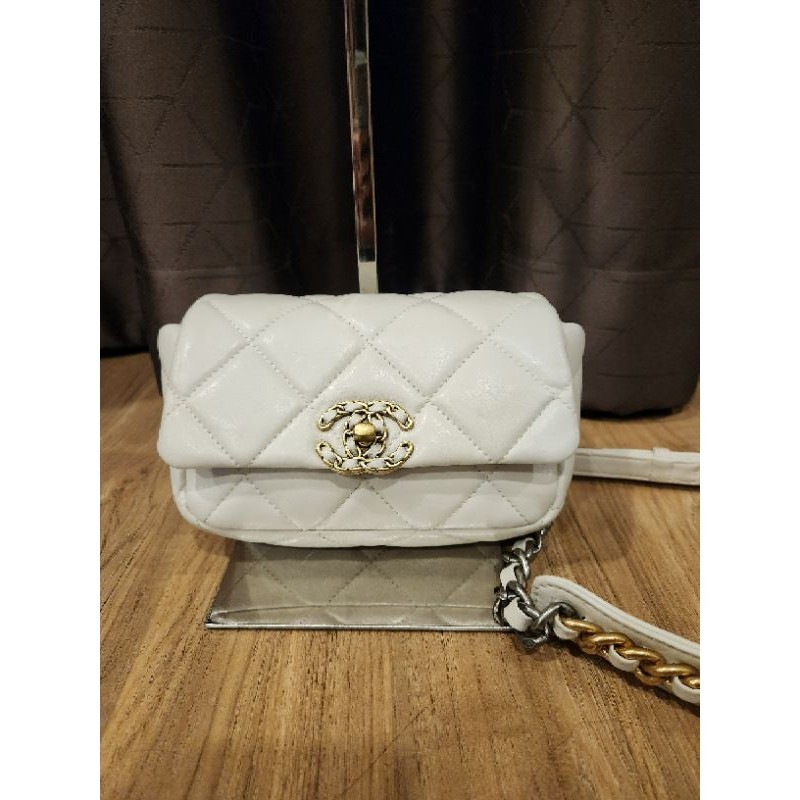 [USED] Chanel 19 Beltbag หนังแท้ สีงาช้าง งานลุ้นตู้ญี่ปุ่น🇯🇵