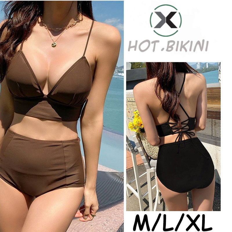 Hot.Bikini บิกินี่เอวสูง ชุดว่ายน้ำสองชิ้น เซ็กซี่ มีหลายสีให้เลือก จัดส่งจากประเทศไทย#0019