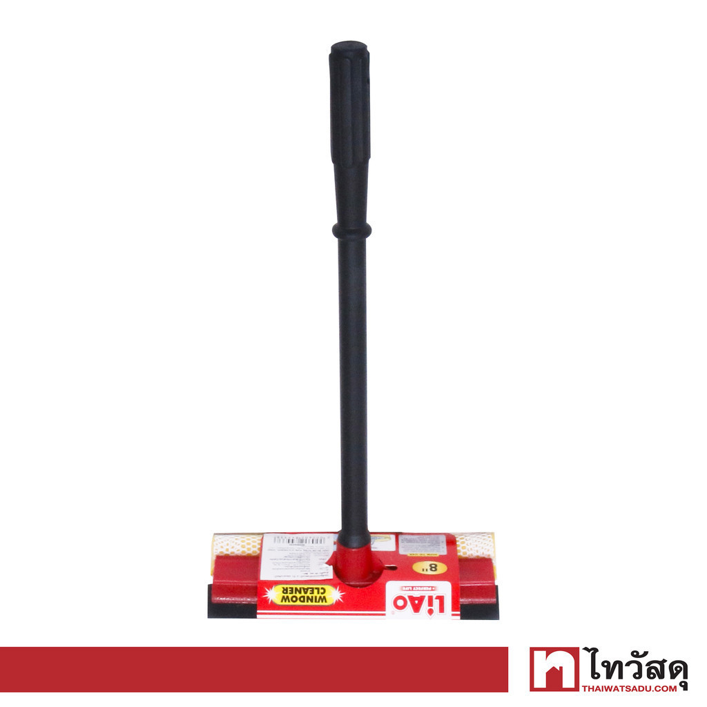 LIAO ไม้เช็ดกระจกหัวฟองน้ำ 8 นิ้ว และยางรีดน้ำ ด้ามสั้น รุ่น B130026 ขนาด 38 ซม. สีดำ