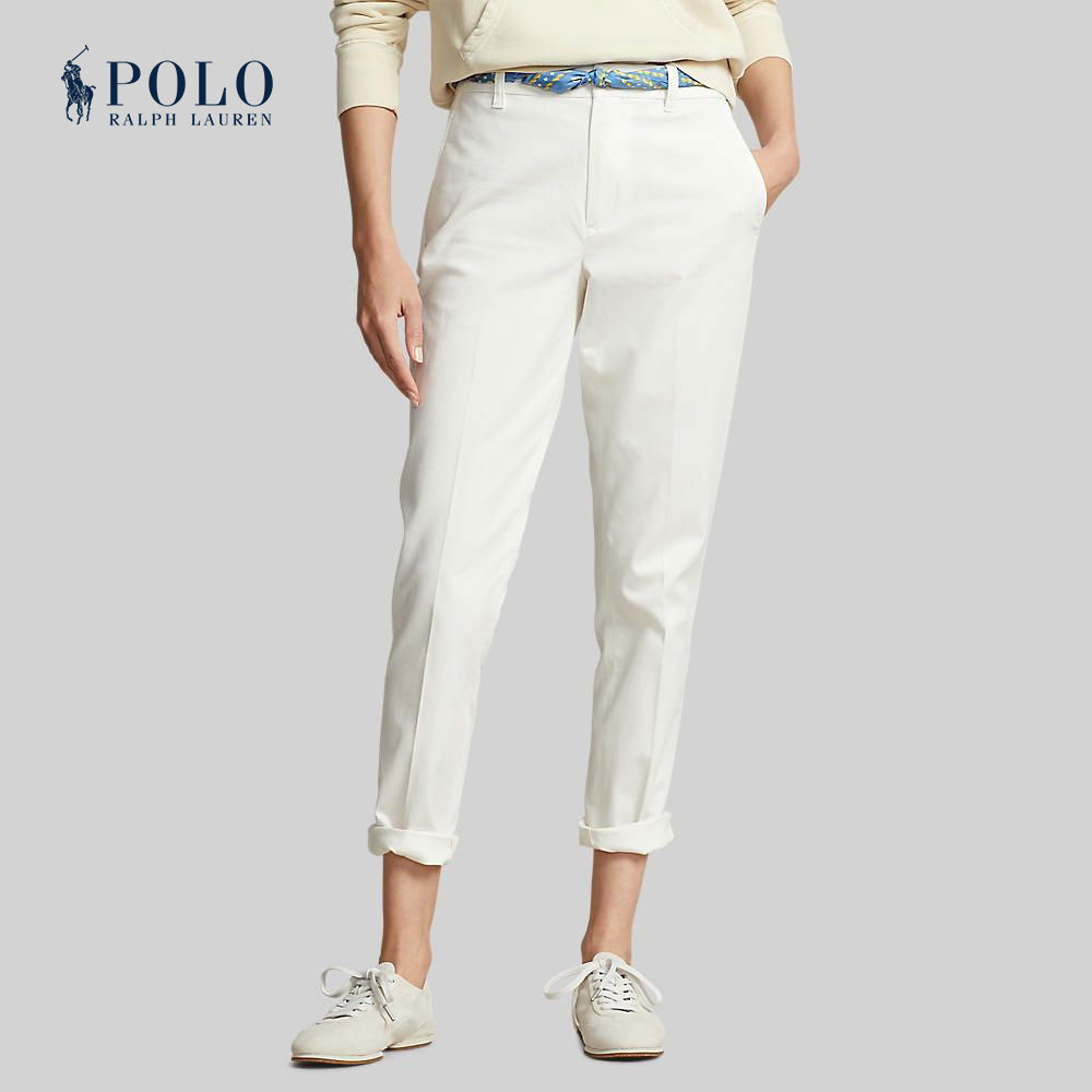 Polo Ralph Lauren กางเกงผู้หญิง Pants-Slim Fit Twill Chino Ankle Pant รุ่น WMPOPNTNDL20124 สีขาว