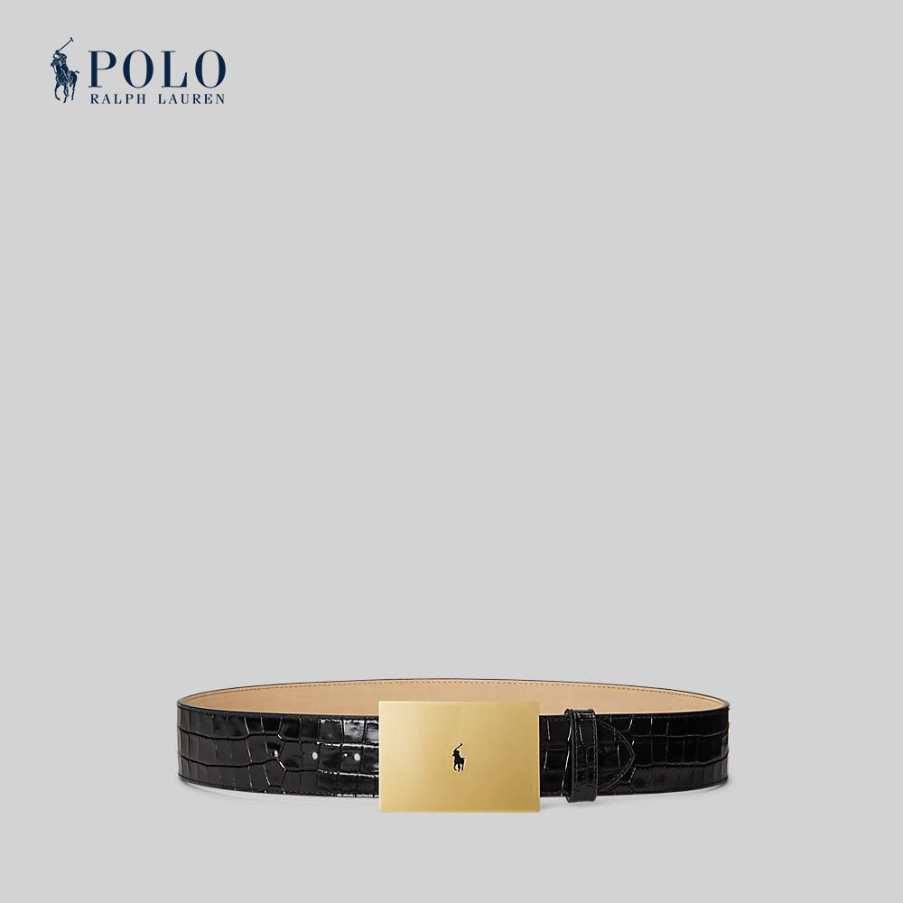 Polo Ralph Lauren BELT Polo ID Croc-Embossed Belt เข็มขัด รุ่น WAPOBLT09M20065 สี 001 BLACK