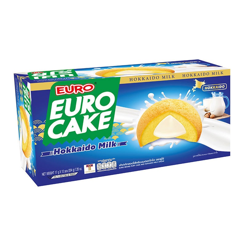 ยูโร่ เค้ก นมฮอกไกโด 17 ก. 12 ชิ้น / EURO Cake Hokkaido Milk 17 g 12 pcs