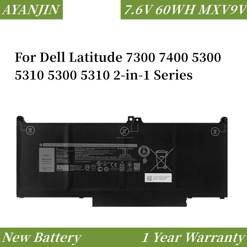 ใหม่7.6V MXV9V แบตเตอรี่แล็ปท็อปสำหรับ Dell Latitude 7300 7400 5300 5310 5300 5310 2-In-1 Series 5VC