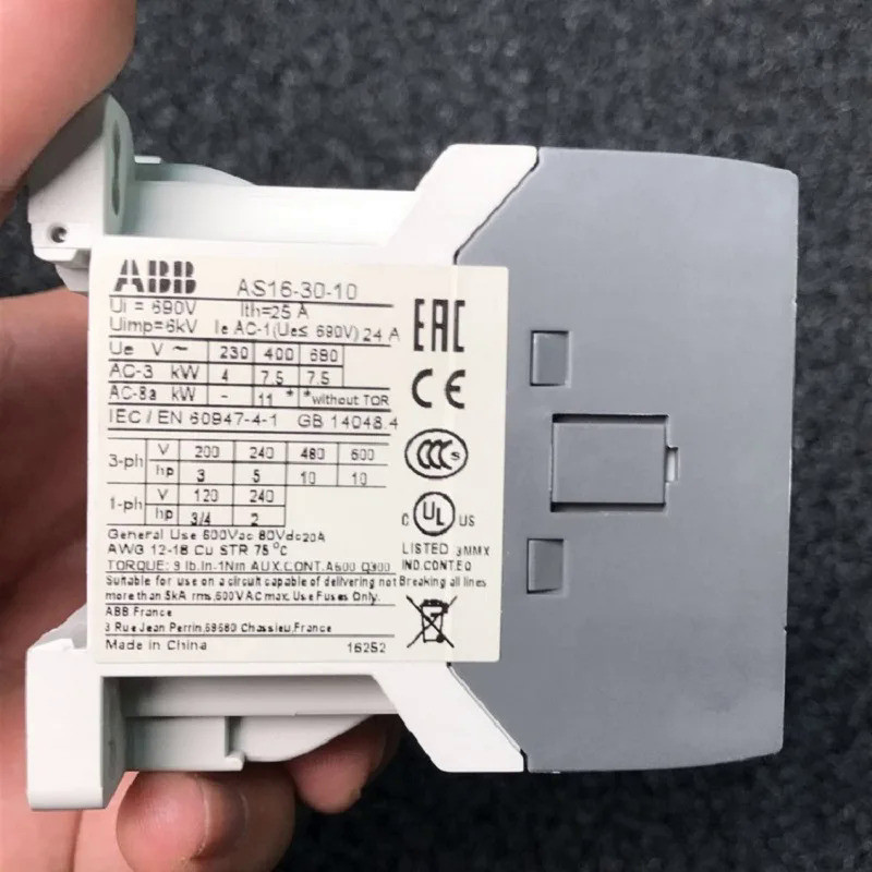 ABB AS16 3เสาคอนแทคเตอร์ AC ดำเนินการ AS16-30-10-20 AS16-30-01-20 AS16-30-10-25 AS16-30-01-25 AS16-3