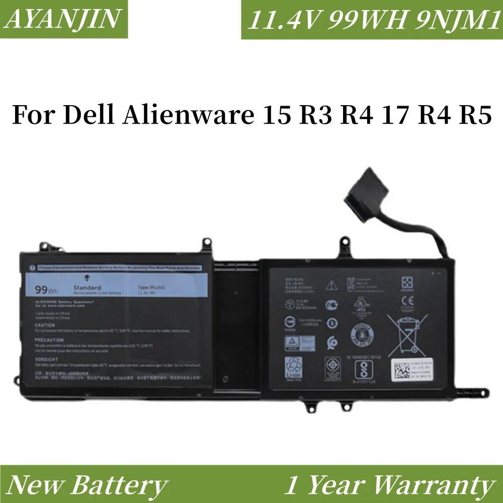 ใหม่9NJM1 11.4V 99WH แบตเตอรี่แล็ปท็อปสำหรับ Dell Alienware 15 R3 R4 17 R4 Series โน้ตบุ๊ค P31E P69F