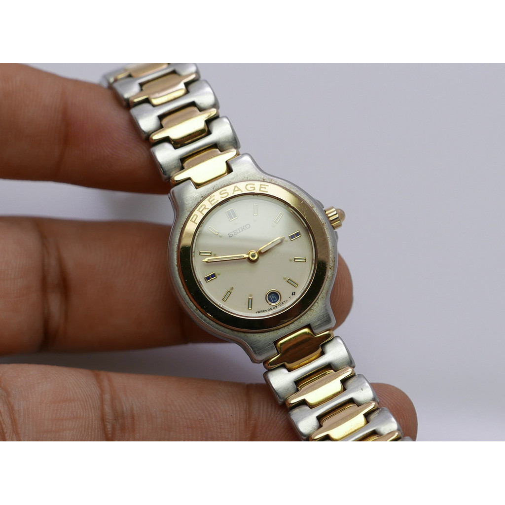 นาฬิกา Vintage มือสองญี่ปุ่น Seiko Presage 3E29 0100 ผู้หญิง ทรงกลม ระบบ Quartz ขนาด28mm