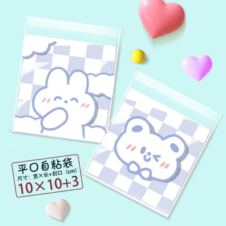 ถุงคุกกี้ ถุงฝากาว ใส่ขนม ถุงซีลขนม ขนาด 10x10cm ลายการ์ตูน ประมาณแพ็คละ 95-100 ใบ Siam Packing