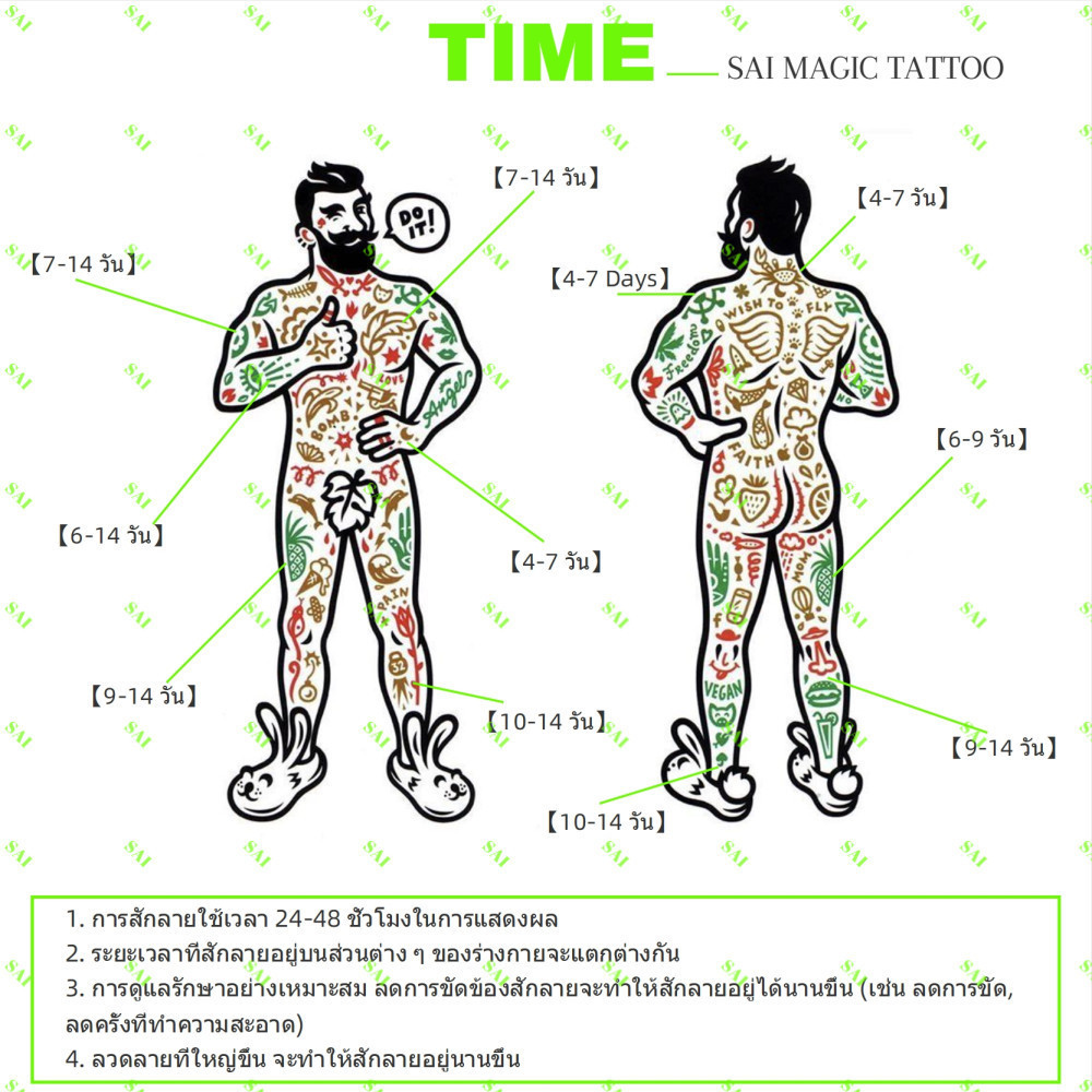 แทททู SAI MAGIC TATTOO 15CM×11CM รอยสักอยู่ได้นาน 2 สัปดาห์ รอยสักมายากล แทททูรอยสักกันน้ำ รอยสักชั่วคราว รอยสัก สักแขน สักข้อมือ สักขา,อักขระ จดหมาย วลี 218