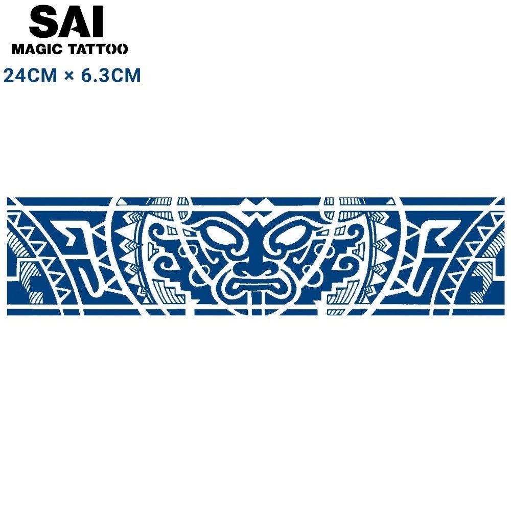 แทททู SAI MAGIC TATTOO 24CM×6.3CM รอยสักอยู่ได้นาน 2 สัปดาห์ รอยสักมายากล แทททูรอยสักกันน้ำ รอยสักชั่วคราว รอยสัก สักแขน สักข้อมือ สักขา,แบบสักชนเผ่า, 9606