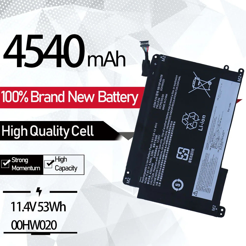 New Laptop Battery 00HW020 00HW021 For Lenovo ThinkPad P40 Yoga14 Yoga 460 SB10F46458 11.4V 53WH 439