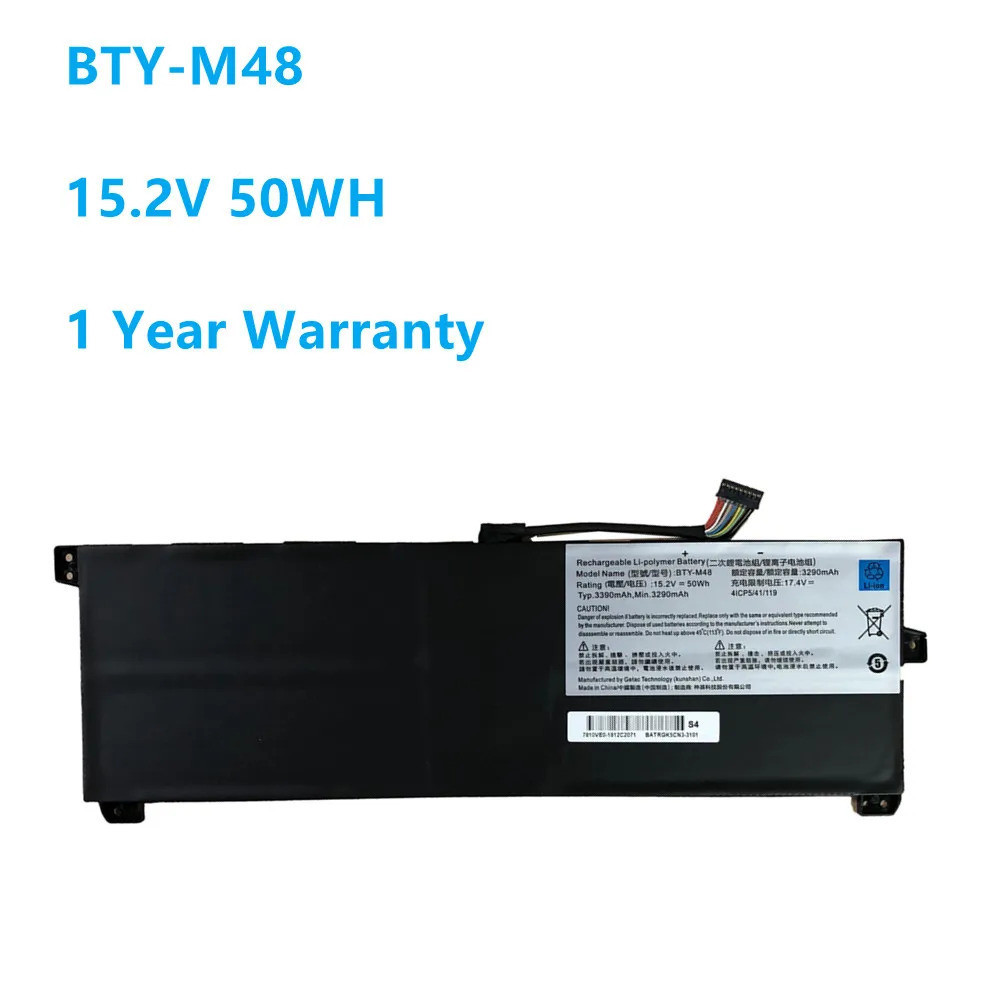 BTY-M48 laptop battery for MSI PS42 8RB 8RA 8RC for MECHREVO S1 S1-C1 4ICP5/41/119 BTY-M48 15.6 V 50