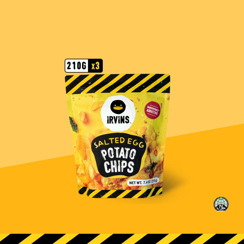 Irvins ชุดเซ็ทมันฝรั่งทอดกรอบเคลือบไข่เค็ม (Salted Egg Potato Chips) ขนาด 210 g x 3 pcs by Cute Products Plus