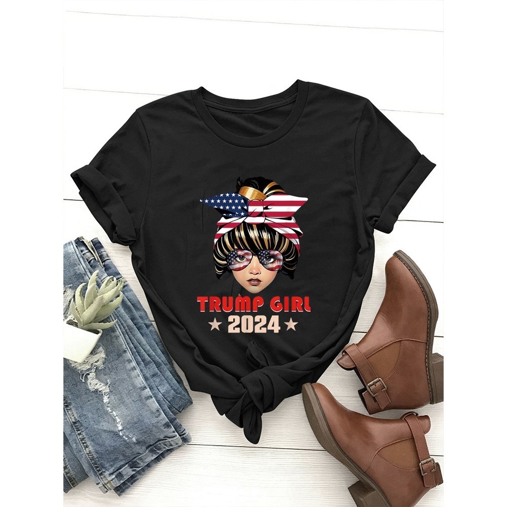 【COD】4th Of July Trump 45 47 Trump Girl 2024 T-Shirt Fun cute tops for teen graphic tees women t-shi