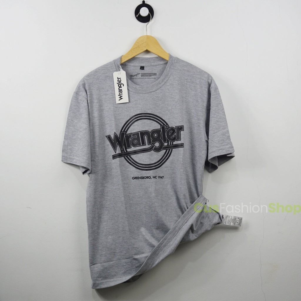 【COD】Wrangler men's T-shirt import Wrangler USA T-shirt import Short Sleeve Grey Misty