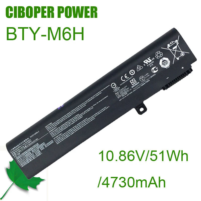 CP แบตเตอรี่แล็ปท็อป51Wh สำหรับ MSI GE70 GP72MVR GL62VR MS-16J6 BTY-M6H GE72VR MS-16J3 MS-16J4 MS-16